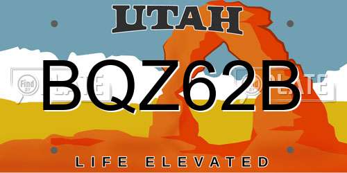 BQZ62B Utah License Plate