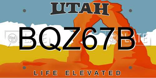 BQZ67B Utah License Plate