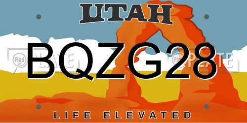 BQZG28 Utah License Plate
