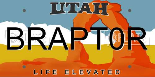BRAPT0R Utah License Plate