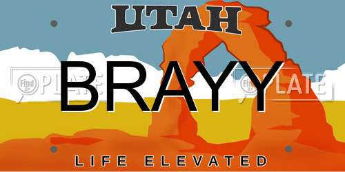 BRAYY Utah License Plate