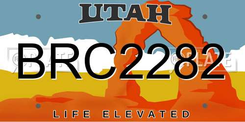 BRC2282 Utah License Plate