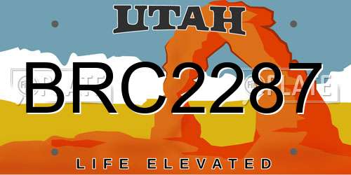 BRC2287 Utah License Plate
