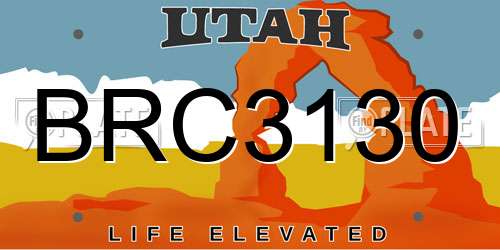 BRC3130 Utah License Plate