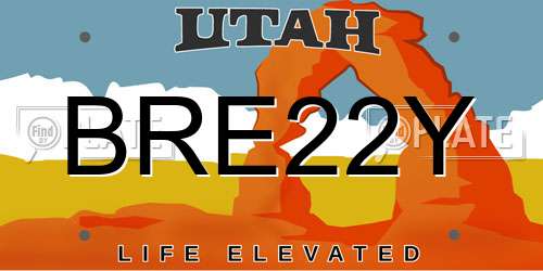 BRE22Y Utah License Plate