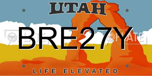 BRE27Y Utah License Plate