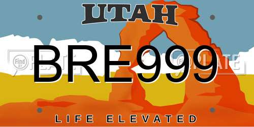 BRE999 Utah License Plate