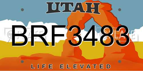 BRF3483 Utah License Plate
