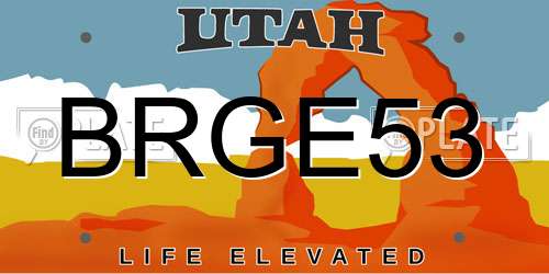 BRGE53 Utah License Plate