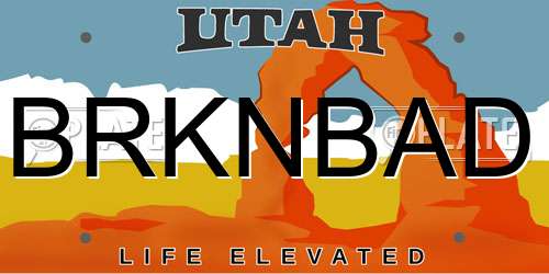 BRKNBAD Utah License Plate