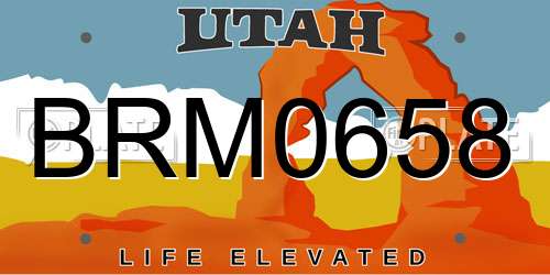 BRM0658 Utah License Plate