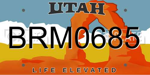 BRM0685 Utah License Plate