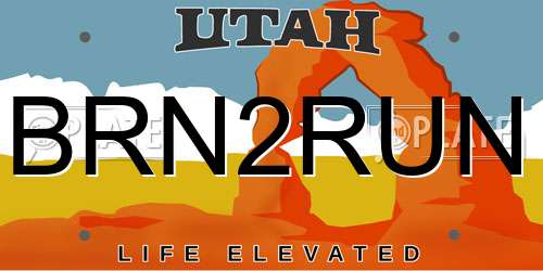 BRN2RUN Utah License Plate