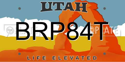 BRP84T Utah License Plate