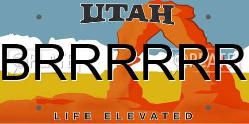 BRRRRRR Utah License Plate