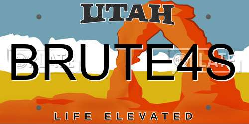 BRUTE4S Utah License Plate