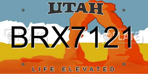 BRX7121 Utah License Plate