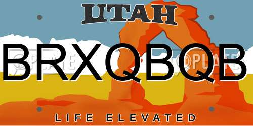BRXQBQB Utah License Plate