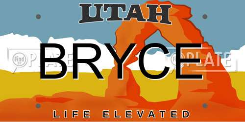 BRYCE Utah License Plate