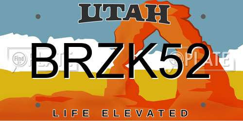 BRZK52 Utah License Plate