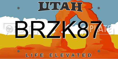 BRZK87 Utah License Plate