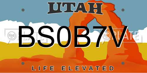 BS0B7V Utah License Plate