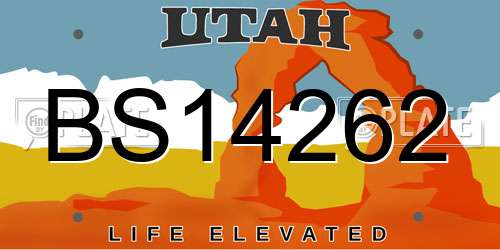 BS14262 Utah License Plate