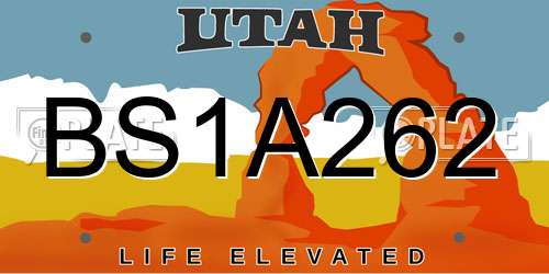 BS1A262 Utah License Plate