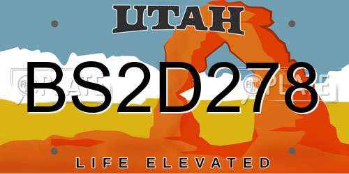 BS2D278 Utah License Plate