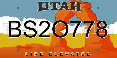 BS2O778 Utah License Plate