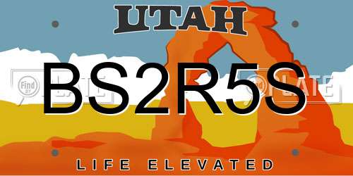 BS2R5S Utah License Plate