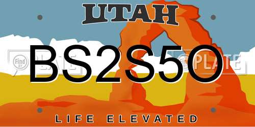 BS2S5O Utah License Plate