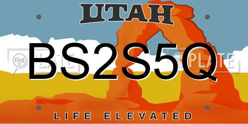 BS2S5Q Utah License Plate