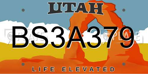 BS3A379 Utah License Plate
