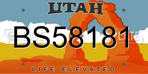 BS58181 Utah License Plate