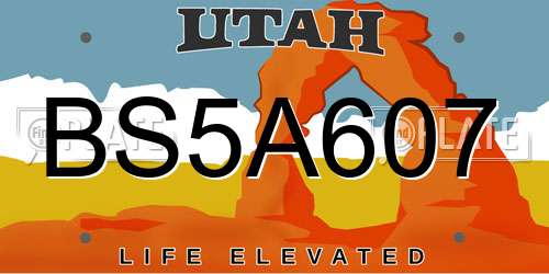 BS5A607 Utah License Plate
