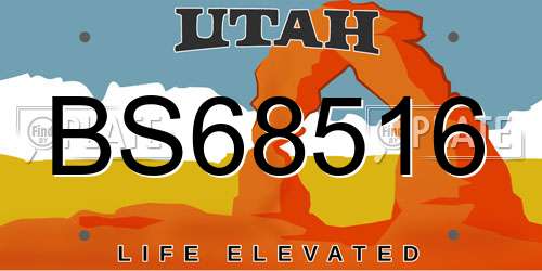 BS68516 Utah License Plate