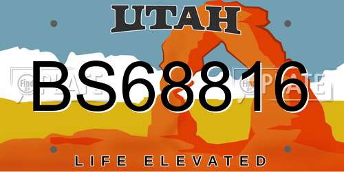 BS68816 Utah License Plate