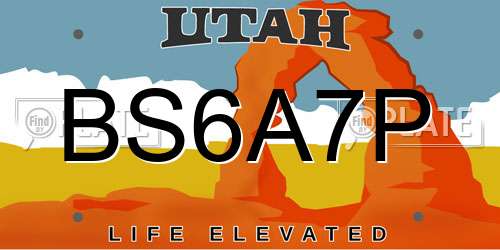 BS6A7P Utah License Plate