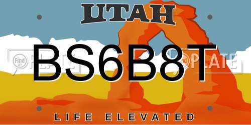 BS6B8T Utah License Plate
