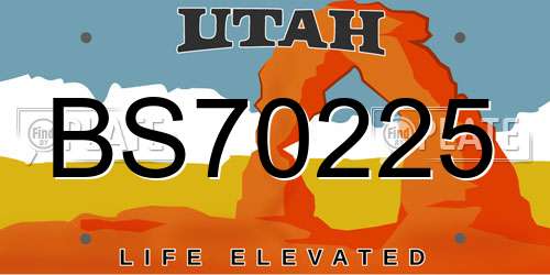BS70225 Utah License Plate