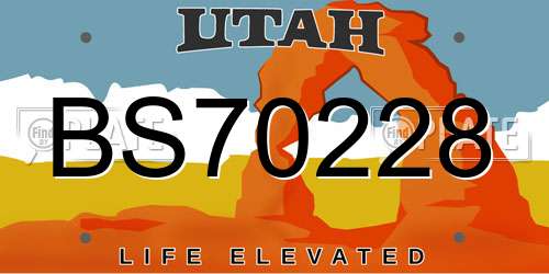 BS70228 Utah License Plate