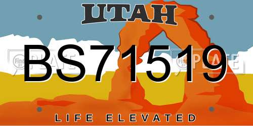 BS71519 Utah License Plate
