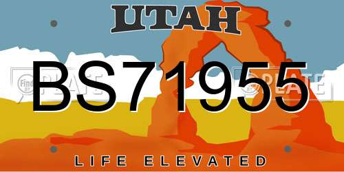 BS71955 Utah License Plate