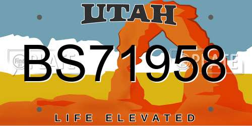 BS71958 Utah License Plate