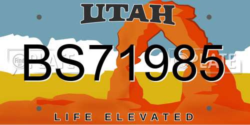 BS71985 Utah License Plate