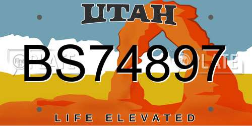 BS74897 Utah License Plate