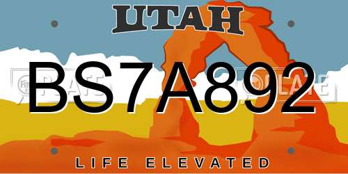 BS7A892 Utah License Plate