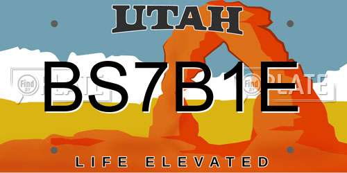 BS7B1E Utah License Plate
