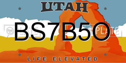 BS7B5O Utah License Plate
